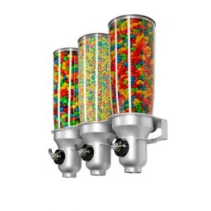Snoep Dispenser - 3x 5L, wandmontage, Free Flow, Zilver Of Zwart - Snoepautomaat
