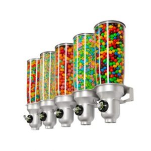 Snoep Dispenser - 5x 5L, Wandmontage - Free Flow, Zilver Of Zwart - Snoepautomaat